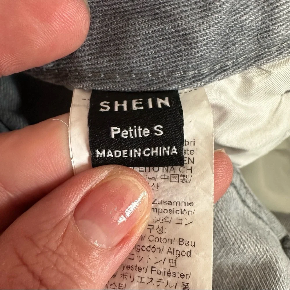 SHEIN PETITE Womens Front-Button Multi-Pocket Ripped Denim Jeans Gray Small/4 - Picture 8 of 12